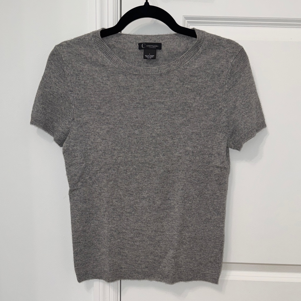 C By Bloomingdale’s Grey Short-Sleeve Sweater